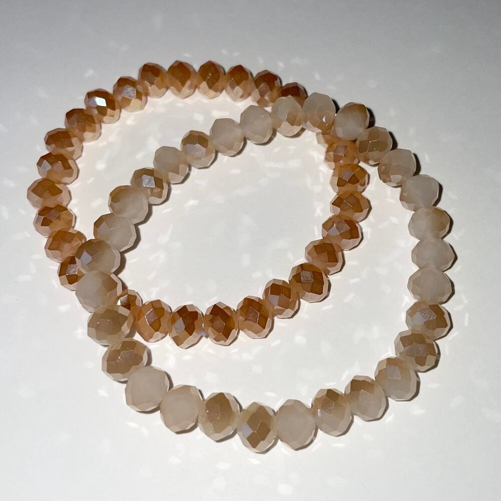2 Piece Faceted Austrian Crystal Bracelet Set ~ 7”